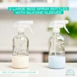 SAVVY PLANET - Glass Spray Bottles for Cleaning, Silicone Sleeve Bottom for Protection, Reusable Glass Spray Bottles 16 Oz With Adjustable Nozzle Settings (2 Pack) - Image 3