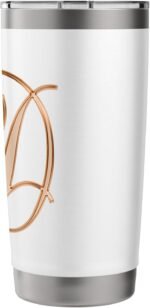 Letter D Pretty Personalized Orange Monogram Initial Name Stainless Steel Insulated Tumbler - Image 3