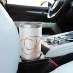 Letter D Pretty Personalized Orange Monogram Initial Name Stainless Steel Insulated Tumbler - Image 7