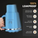 40 oz Insulated Tumbler with Handle and Straw – Stainless Steel Double Wall Vacuum Cup Fits Car Cup Holder, Hot Cold Travel Mug, BPA Free Reusable Water Bottle Gift for Women Men - Sky Blue - Image 3