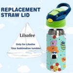 1 Pack 12 oz Exclusive Replacement Lid and Straws for Sublimation Sippy Cup Double Wall Vacuum Insulated Mixed Color Thermos Stainless Steel Water Bottles Blue Handle - Image 4