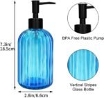 Pack of 2 Glass Soap Dispenser with Black Pump, 400 ml Refillable Pump Dispenser for Kitchen, Bathroom, Order, Laundry Room, Liquid Glass Bottle for Washing Up Liquid, Shampoo, Conditioner (Blue) - Image 3