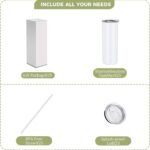 Sublimation Blank Tumblers bulk 20 oz glow in dark Luminous green， 25Pack Stainless Steel Double Wall Insulated Straight Cups White with Lid and straw, Individually Box,Heat Transfer - Image 3