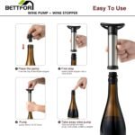 Wine Saver Vacuum Pump with 4 Wine Stoppers, Wine Bottle Stoppers with Food Grade Silicone Leak proof Keep Fresh Suitable for All Standard Wine Bottles - Image 5