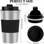 YINBAOGE Insulated Travel Coffee Mug, Spill & Leak Proof, Portable To Go Camping Stainless Steel Coffee Tumbler, Reusable Thermal Coffee Cup with Lid for Hot & Cold Drinks(Silver black, 12 OZ) - Image 4