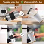 YINBAOGE Insulated Travel Coffee Mug, Spill & Leak Proof, Portable To Go Camping Stainless Steel Coffee Tumbler, Reusable Thermal Coffee Cup with Lid for Hot & Cold Drinks(Silver black, 12 OZ) - Image 6