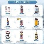 MAXSO Sealed Can Cooler Fizz Lid Can Cover for 12 oz Regular, Slim Skinny Cans & As Thermal Bottle, 4-in-1 Insulated Vacuum Stainless Steel Carbonated Cold Drink Holder - Stars - Image 5