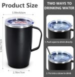16oz Coffee Mug with Handle, 2Pack Insulated Coffee Tumblers with Lid and Straw, Double Wall Vacuum Travel Coffee Mug with Handle for Coffee Tea Milk Fruit Juice, Black&Purple - Image 3
