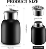 Mifoci 1 Pcs 10oz Mini Water Bottles Stainless Steel Slim Insulated Thermal for Hot Cold Drink Thermal Small Vacuum Portable Water Bottle for Women Gifts Travel Camping Hiking (Black) - Image 3