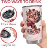 SANDJEST Black Woman Tumbler 20oz Stainless Steel Insulated Coffee Travel Mug Cup for Women Girls Gifts for Birthday Christmas - Image 7