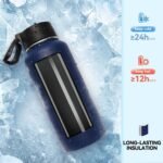 Neihepal 32 oz Insulated Water Bottles Bulk with 2 Lids (Straw & Spout Lid), Stainless Steel Double Wall Water Bottle, Keeps Cold 24H & Hot 12H (Navy,4 Pack) - Image 4