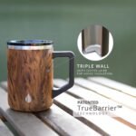 Elemental Insulated Coffee Mug - Triple-Wall Stainless Steel Summit Travel Cup for Hot and Cold Drinks - Thermal Coffee Mug with Lid and Handle for Camping, Office & Travel 16oz - Teakwood - Image 6
