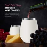 FineDine Stainless Steel Unbreakable Wine Glasses - 18 Ounce Set of 4 Wine glasses. Premium Grade 18/8 Stainless Steel Red & White Stemless Wine Glasses set, (Pure Pearly White) - Image 5