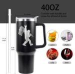 40oz Bigfoot Tumbler with handle and Flip Straw, Sasquatch Big Foot Lover Laser Engrave Stainless Steel Insulated Cup, Travel Coffee Mug Water Bottle, Birthday Gifts for Women Men - Image 3