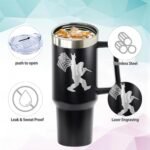 40oz Bigfoot Tumbler with handle and Flip Straw, Sasquatch Big Foot Lover Laser Engrave Stainless Steel Insulated Cup, Travel Coffee Mug Water Bottle, Birthday Gifts for Women Men - Image 5