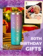 Onebttl 80th Birthday Gifts for Women, 20oz Insulated Stainless Steel Tumbler with Lid and Straw for Her, Mom, Grandma - 80 & Fabulous Glitter Purple Blue - Image 6