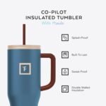 IRON °FLASK Co-Pilot Insulated Mug w/Boot, Straw & Flip Cap Lids - Cup Holder Bottle for Hot, Cold Drink - Leak-Proof - Water, Coffee Portable Travel Mug - Cream & Berries, 40 Oz - Image 3