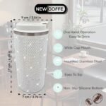 17oz Rhinestone Insulated Coffee Mug with Leak Proof Lid Stainless Steel Vacuum Bling Travel Coffee Mug Studded Diamond Sparkly Coffee Tumbler Cup Reusable Portable To Go Mugs (Milky) - Image 4