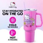 Silver Buffalo Sanrio Hello Kitty Summer Double Walled Stainless Steel Tumbler with Handle, Fits in Standard Cup Holder, 40 Ounces - Image 3