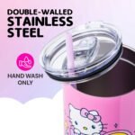 Silver Buffalo Sanrio Hello Kitty Summer Double Walled Stainless Steel Tumbler with Handle, Fits in Standard Cup Holder, 40 Ounces - Image 4
