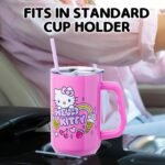 Silver Buffalo Sanrio Hello Kitty Summer Double Walled Stainless Steel Tumbler with Handle, Fits in Standard Cup Holder, 40 Ounces - Image 6