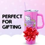 Silver Buffalo Sanrio Hello Kitty Summer Double Walled Stainless Steel Tumbler with Handle, Fits in Standard Cup Holder, 40 Ounces - Image 8