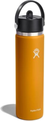 Hydro Flask Water Bottle - Insulated Stainless Steel - Wide Straw Lid, Non Spill, Leakproof in 24 Oz Fossil Brown - Image 3