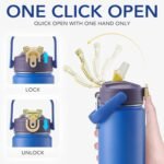 GOSWAG Insulated Water Bottle 24 oz, Stainless Steel Water Bottles with 2 Lids and Silicone Sleeve for School and Work, Double-Wall Vacuum Insulation - Image 5