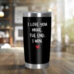 TEEZWONDER Valentines Day Gifts for Him Men - I Win Black Stainless Steel Insulated Coffee Tumbler with Lid 20 oz - Anniversary Birthday Couple Gifts for Him Husband Boyfriend, Tumbler for Men - Image 4