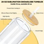 20 Oz Snow Globe Tumbler, 6 Pack Pre-Drilled Sublimation Glass Cup For Glitter Snow Globe Diy, Double Wall Sublimation Glass Tumbler - Image 3