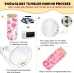 20 Oz Snow Globe Tumbler, 6 Pack Pre-Drilled Sublimation Glass Cup For Glitter Snow Globe Diy, Double Wall Sublimation Glass Tumbler - Image 4