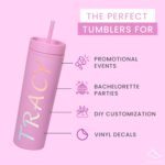 SKINNY TUMBLERS 4 Pack - Matte Pastel Colored Acrylic Tumbler with Lid and Straw- Perfect for Home, Travel |16oz Double Wall Reusable Plastic Tumbler w Straw Cleaner INCLUDED,LIGHT PINK - Image 7