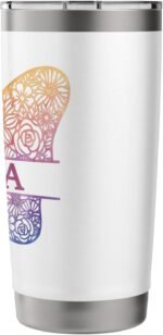 Watercolor Butterfly Travel Mug Personalized Name Nora Stainless Steel Insulated Tumbler - Image 3