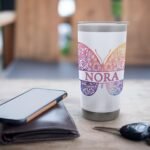 Watercolor Butterfly Travel Mug Personalized Name Nora Stainless Steel Insulated Tumbler - Image 7