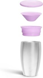 Munchkin Stainless Steel Sippy Cups for Toddlers 1-3, Spill Proof Miracle 360 Cup, Insulated, 10 Ounce, Purple - Image 4