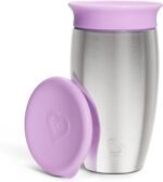 Munchkin Stainless Steel Sippy Cups for Toddlers 1-3, Spill Proof Miracle 360 Cup, Insulated, 10 Ounce, Purple - Image 6