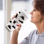 Funny Black Cat Valentines 20oz Travel Coffee Mug Tumbler, Valentines Funny Gifts for Kids Her, Gifts for Cats Lovers Women, Cats Valentine Water Stainless Steel Tumbler with Lid and Straw - Image 3