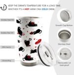 Funny Black Cat Valentines 20oz Travel Coffee Mug Tumbler, Valentines Funny Gifts for Kids Her, Gifts for Cats Lovers Women, Cats Valentine Water Stainless Steel Tumbler with Lid and Straw - Image 5