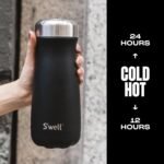 S'well Stainless Steel Traveler, 16oz, Onyx, Triple Layered Vacuum Insulated Containers Keeps Drinks Cold for 24 Hours and Hot for 12, BPA Free, Easy Carrying On the Go - Image 3