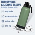 OLDLEY 32 oz Insulated Water Bottle With Straw, Stainless Steel Sports Water Cup Flask with 3 Lids(Straw, Spout and Handle Lid) Double Walled Travel Thermal Canteen Mug,Army Green - Image 5