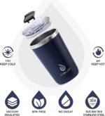 Ideus 20 oz Tumbler, Travel Coffee Mug with Splash Proof Sliding Lid, Double Wall Stainless Steel Vacuum Insulated Coffee Mug for Home and Office, Keep Beverages Hot or Cold, Navy blue - Image 3