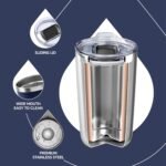 Ideus 20 oz Tumbler, Travel Coffee Mug with Splash Proof Sliding Lid, Double Wall Stainless Steel Vacuum Insulated Coffee Mug for Home and Office, Keep Beverages Hot or Cold, Navy blue - Image 4