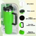 40oz Sublimation Tumbler with Handle&Straw &Lid - Cup holder Friendly Travel Mug-Stainless Steel Neon Tumbler Double Wall Spill Proof Water Bottle - Gifts for Women Men Him Her（green） - Image 4