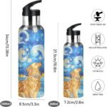 ALAZA Golden Retriever Dog Starry Night Water Bottle with Straw Lid Vacuum Insulated Stainless Steel Thermo Flask Water Bottle 20oz - Image 3