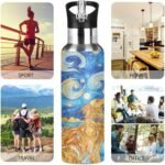 ALAZA Golden Retriever Dog Starry Night Water Bottle with Straw Lid Vacuum Insulated Stainless Steel Thermo Flask Water Bottle 20oz - Image 6