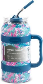 Hydragear Sawyer Stainless Steel Tumbler with 2-in-1 Lid and Reusable Metal Straw - 64 Oz - Aegean - Image 3