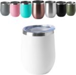 HASLE OUTFITTERS 12oz Wine Tumbler with Lid Stemless Wine Glasses Double Wall Vacuum Travel Mugs stainless steel Coffee Cup for Cold & Hot Drinks Wine Coffee Cocktails Beer 12 Pack White - Image 3
