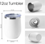 HASLE OUTFITTERS 12oz Wine Tumbler with Lid Stemless Wine Glasses Double Wall Vacuum Travel Mugs stainless steel Coffee Cup for Cold & Hot Drinks Wine Coffee Cocktails Beer 12 Pack White - Image 4