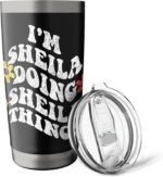 Retro Groovy Im SHEILA Doing SHEILA Things Funny Mother's Stainless Steel Insulated Tumbler - Image 6