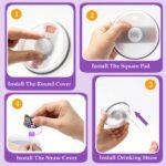 15PCS Cup Accessories Set for Stanley Cup 30oz 40oz Tumbler with Handle, Including Silicone Straw Cover and Boot, Handle Charm,Stanley Charms, Initials Sticker,Spill Proof Stopper (S, Purple) - Image 4